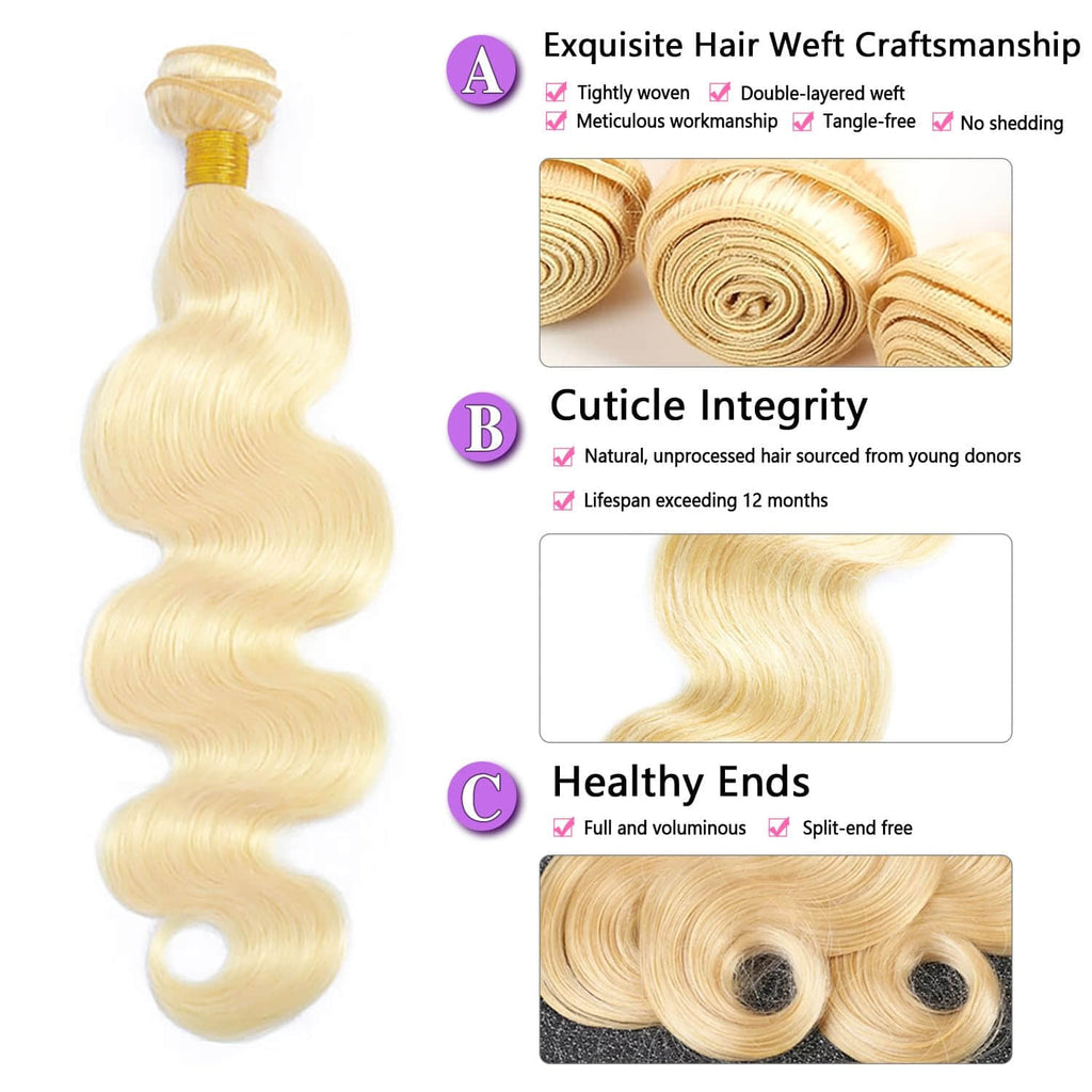 StariaHair 10-30 Inch #613 Body Wave Blonde Remy Human Hair Bundles
