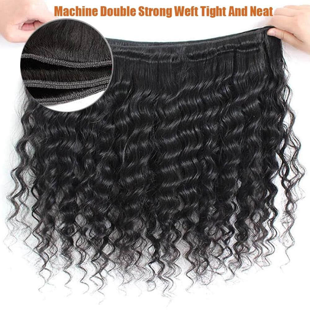 Deep Curly Virgin Hair Brazilian Bundles Full & Thick from Root to Tip Natural Color 10-30 Inch - Stariahair