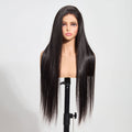 StariaHair 13"x4" Straight 150% Transparent Lace Frontal Wig #1B