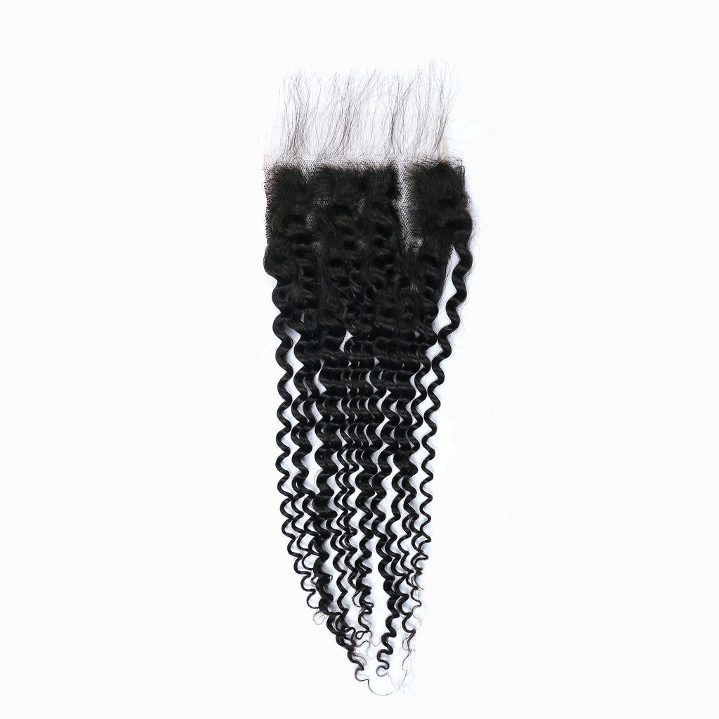 StariaHair 12-20 Inch 5"x5" Deep Wave Transparent Lace Closure #1B
