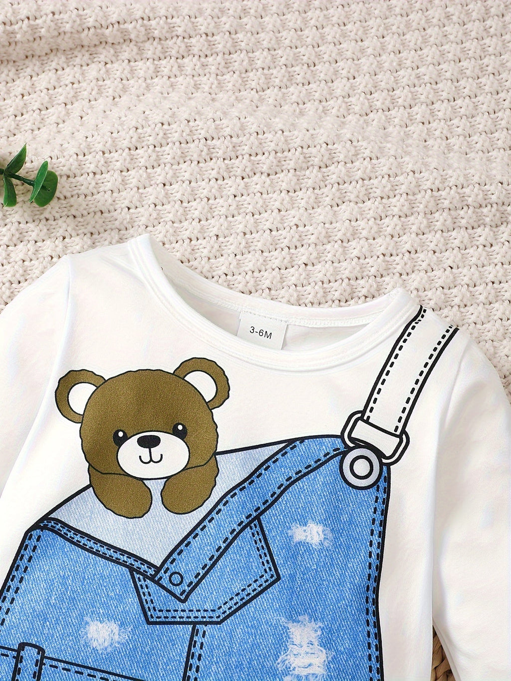 Baby's Cartoon Imitation Denim Jumpsuit – Long Sleeve Romper, Casual Style (Toddler & Infant Boy's Outdoor Clothing)