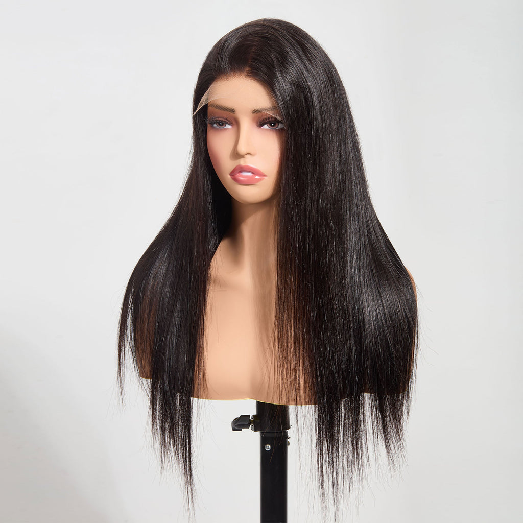 StariaHair 5"x5" HD Glueless Lace Straight 180% Closure Wig #1B