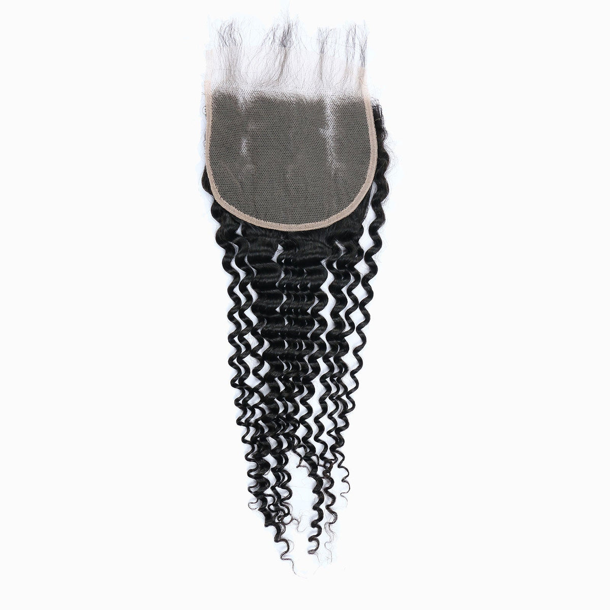 StariaHair 12-20 Inch 5"x5" Deep Wave Transparent Lace Closure #1B