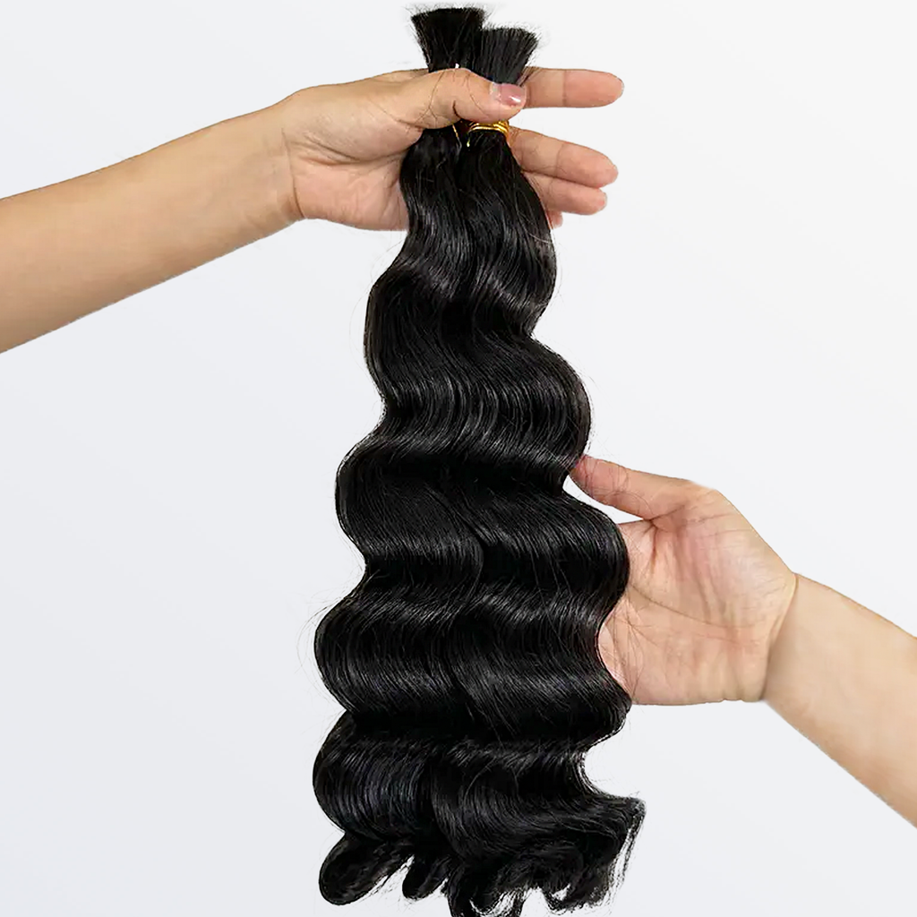 StariaHair 14-20 Inch Loose Wave Bulk Hair for Braiding #1B