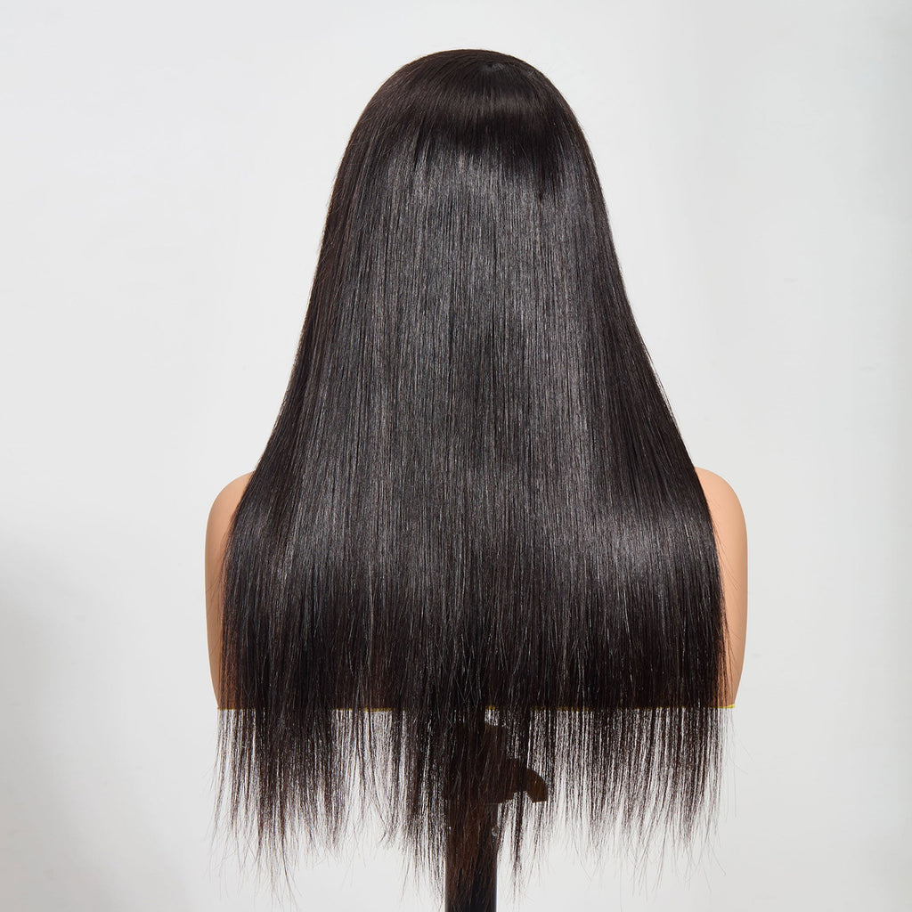 StariaHair 5"x5" HD Glueless Lace Straight 180% Closure Wig #1B