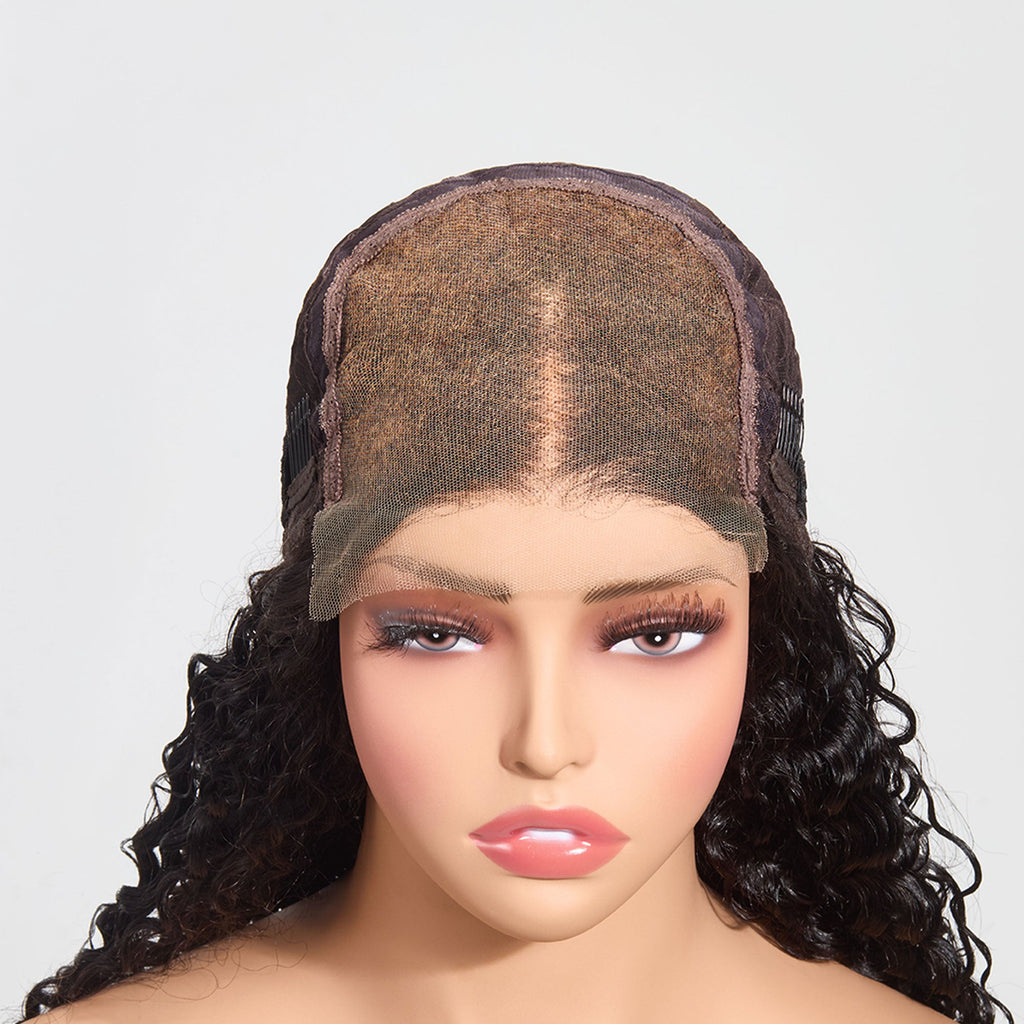 StariaHair 5"x5" HD Glueless Lace Water Wave 180% Closure Wig #1B