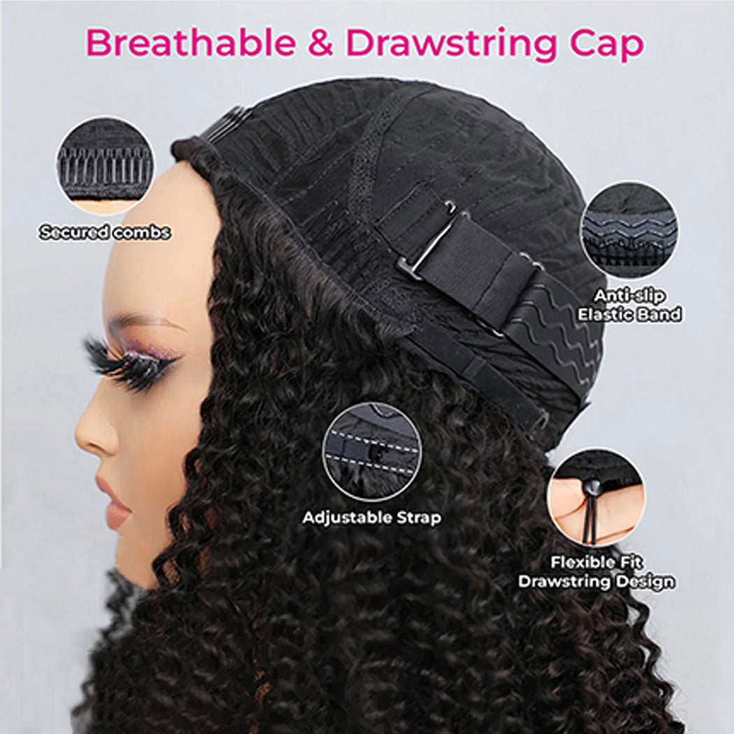 StariaHair 10A 180% Average Size Half Wig Kinky Curly Natural Black
