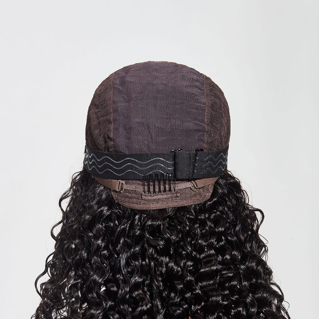 StariaHair 5"x5" HD Glueless Lace Deep Wave 180% Closure Wig #1B