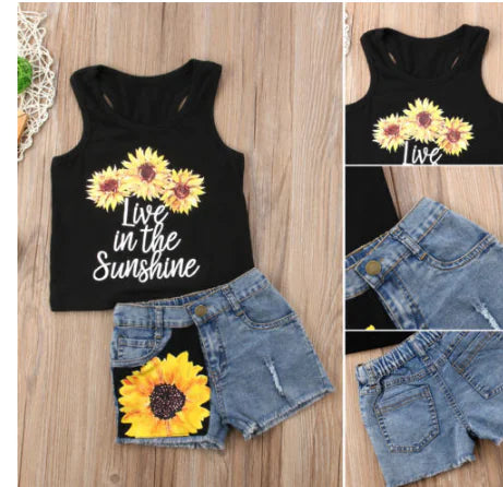 Kids Denim Vest and Shorts Set