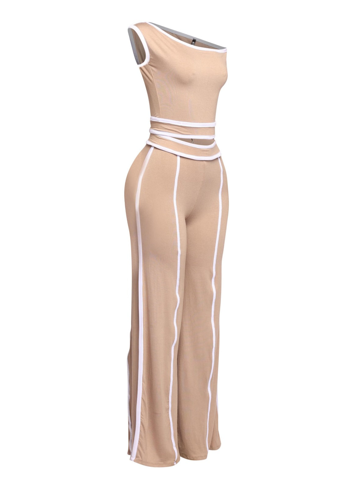Off Shoulder Short Sleeve Top with Wide Leg Pants
