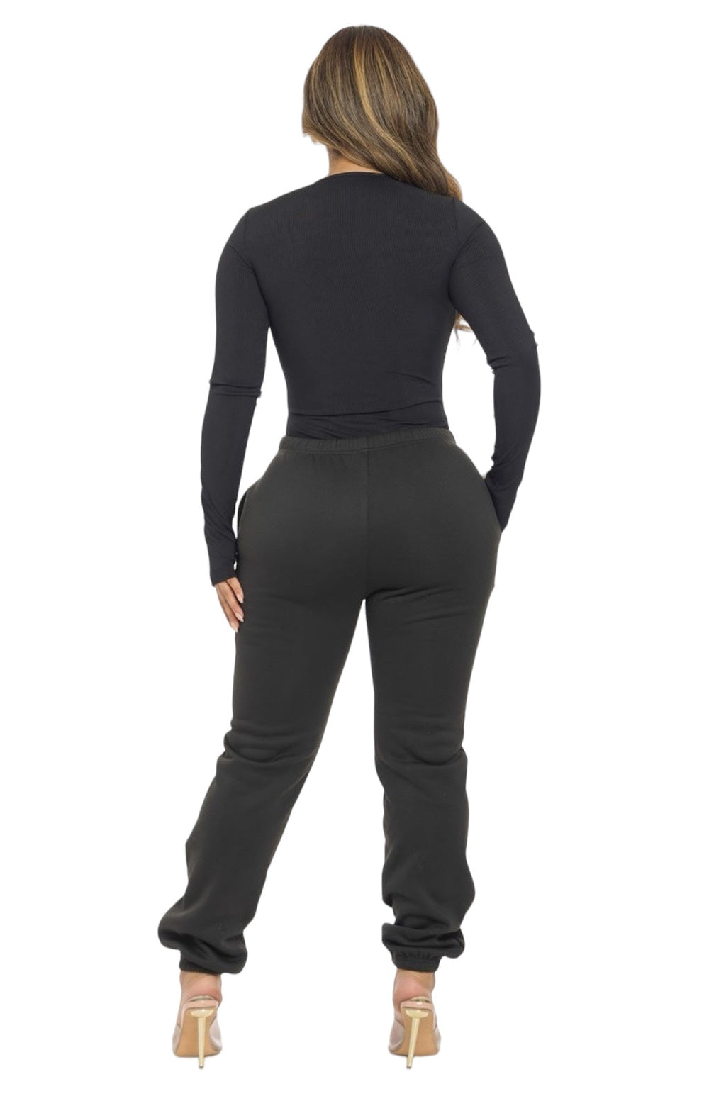 Ribbed HAND MADE Bodysuit and Jogger Pants Set