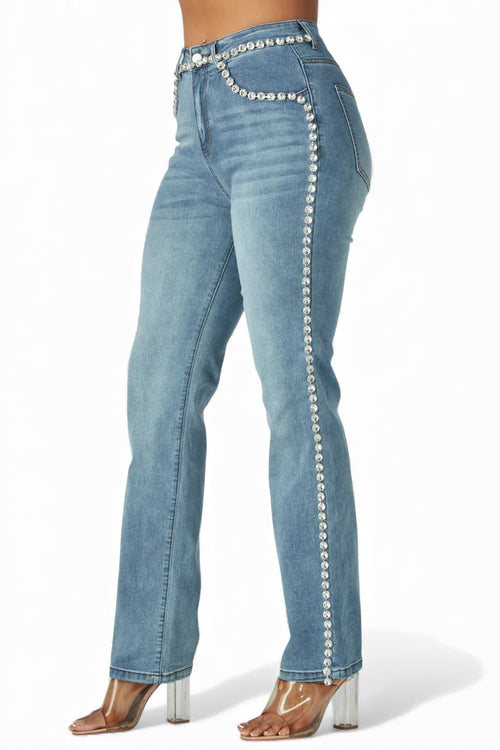 Avianna Rhinestone Denim Pants