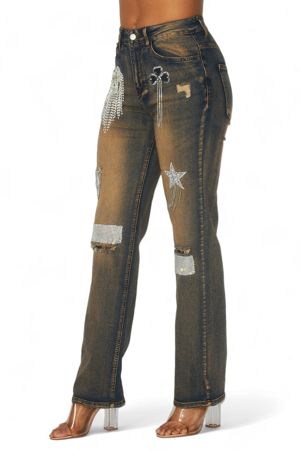 Dreaming Of You Rhinestone Fringe Denim Pant Jeans