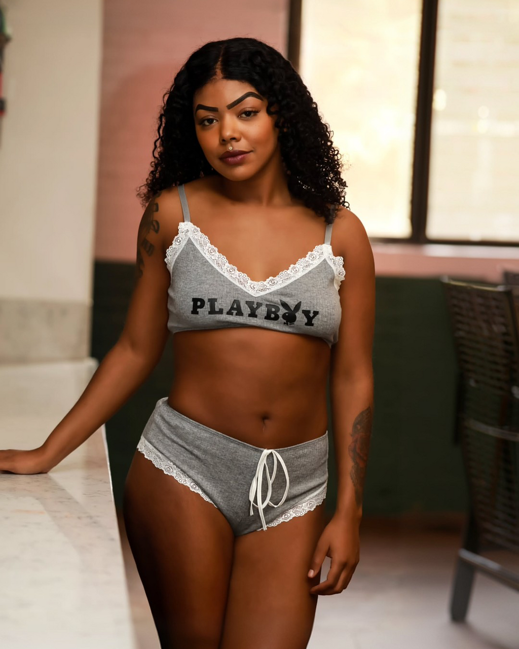Playboy Comfy Bunny 2pc Cropped Cami Set