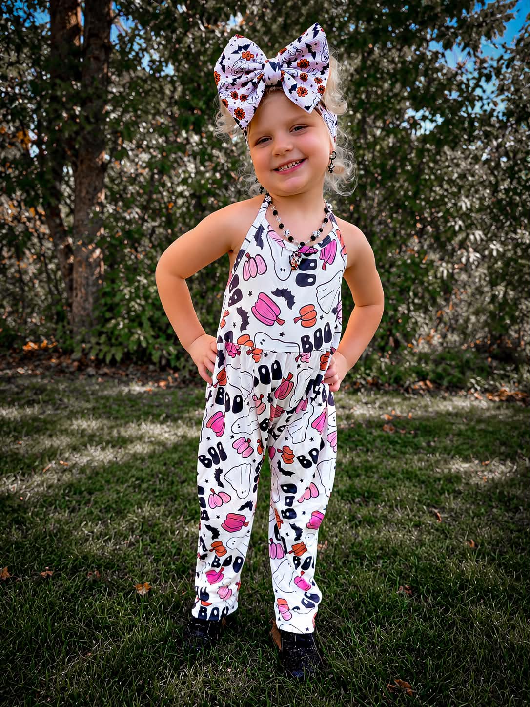 Boo ghost Halter Tie romper