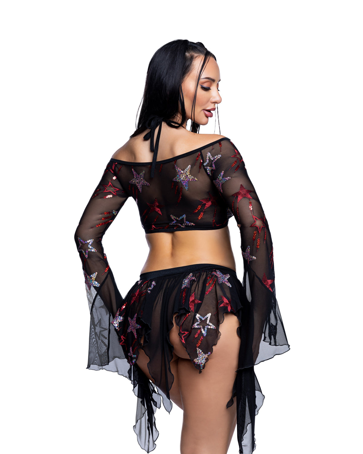 Sequin Butterfly Top & Skirt Set