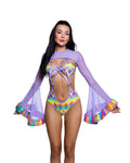 Faux Fur Trim Mesh Rave Shrug