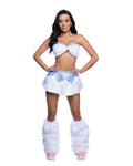 Shaggy Faux Fur Bandeau & Flare Mini Skirt Rave Set