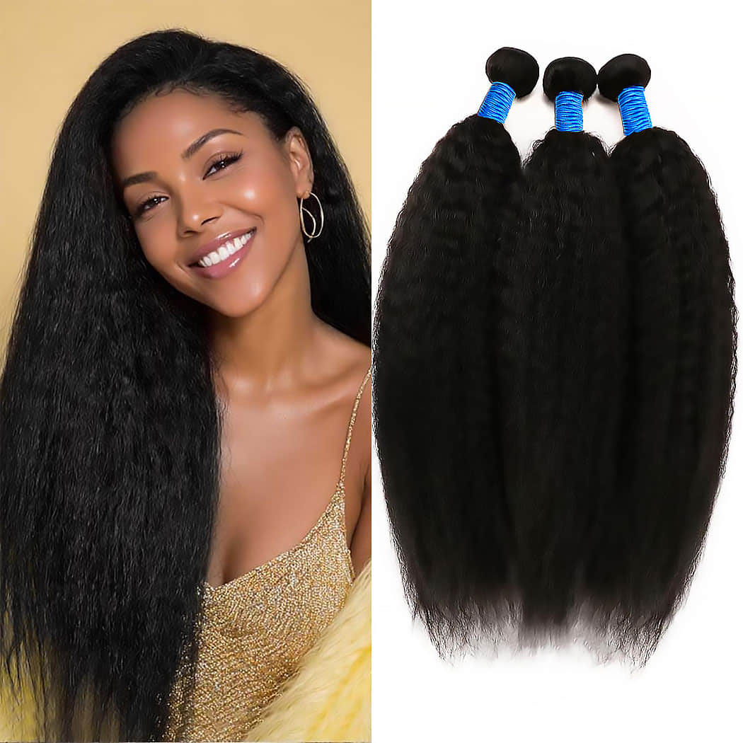 Kinky Straight Brazilian Virgin Hair Bundles Natural Texture & Seamless Blend Natural Color 14-30 Inch - Stariahair