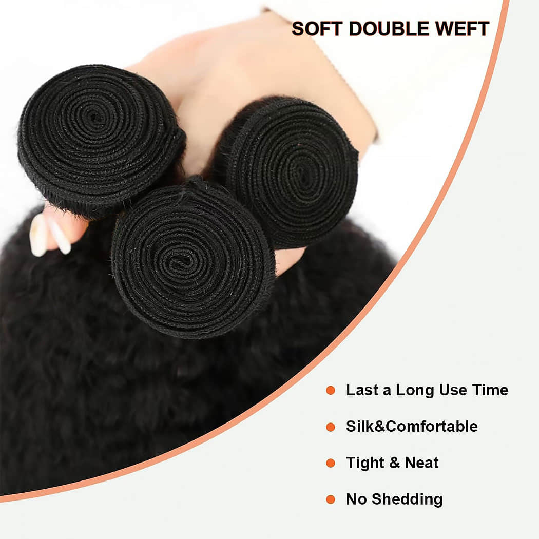 Kinky Straight Brazilian Virgin Hair Bundles Natural Texture & Seamless Blend Natural Color 14-30 Inch - Stariahair