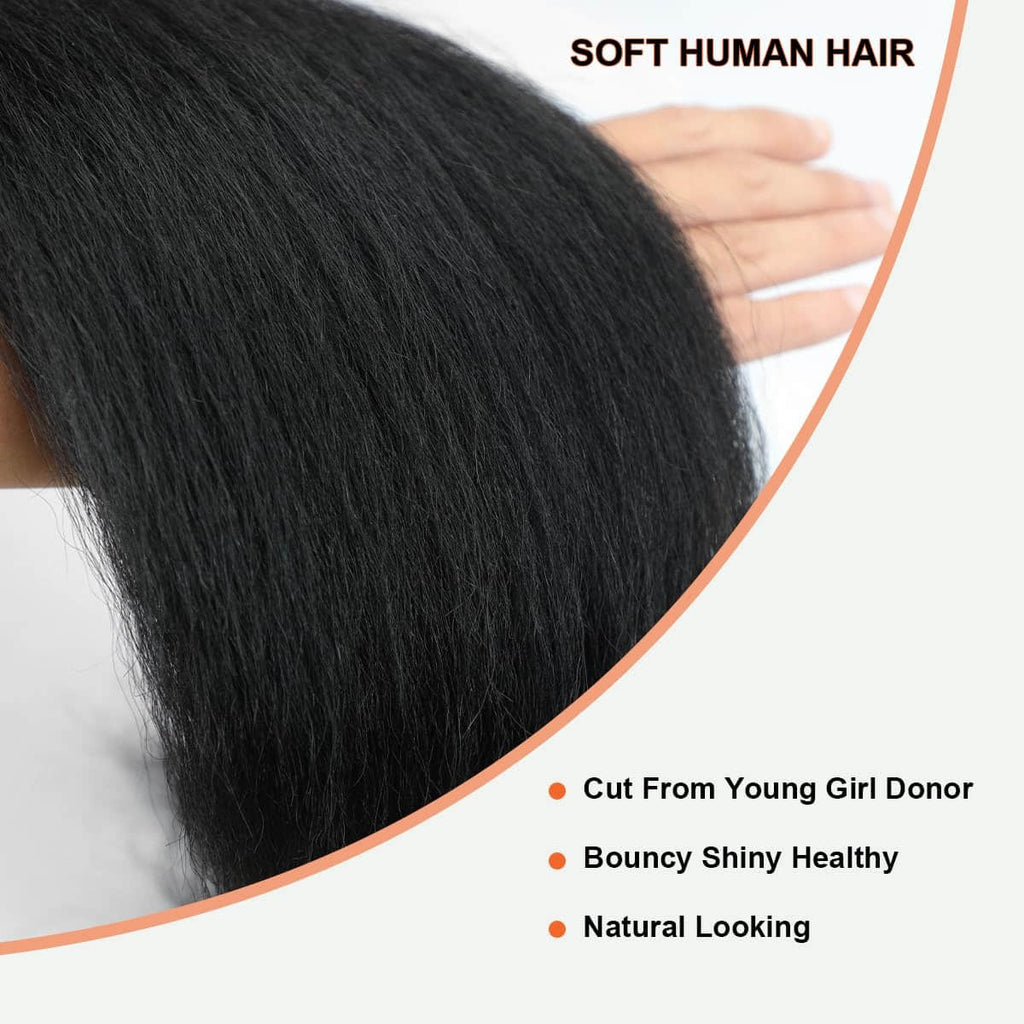 Kinky Straight Brazilian Virgin Hair Bundles Natural Texture & Seamless Blend Natural Color 14-30 Inch - Stariahair