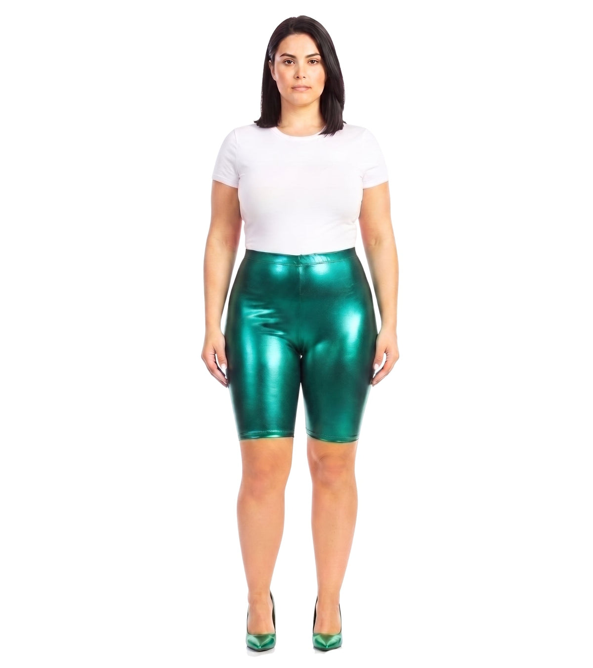 Sakkas Women's Shinny Metallic Bike Shorts Stretchy Unisex - Made in USA