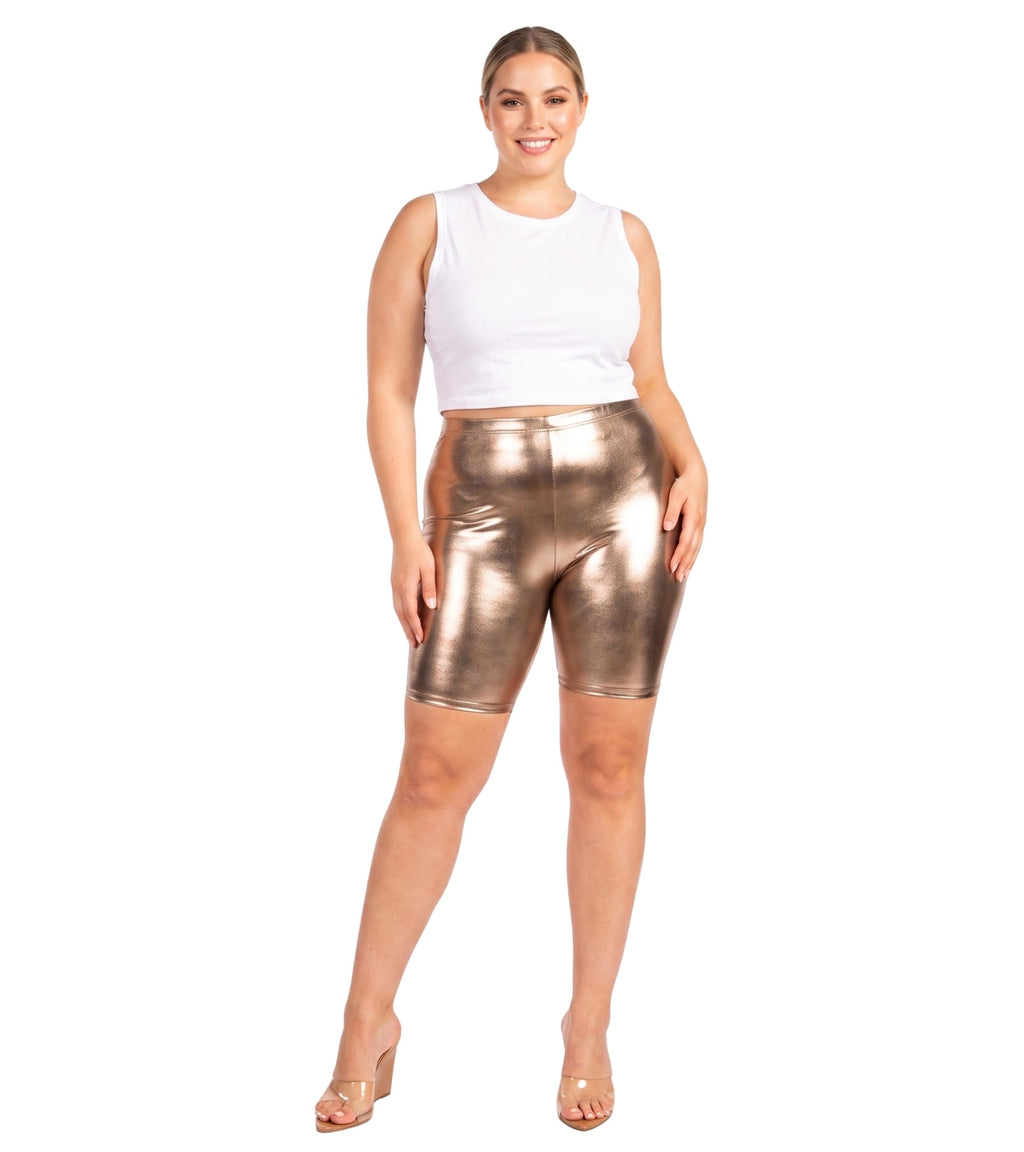 Sakkas Women's Shinny Metallic Bike Shorts Stretchy Unisex - Made in USA