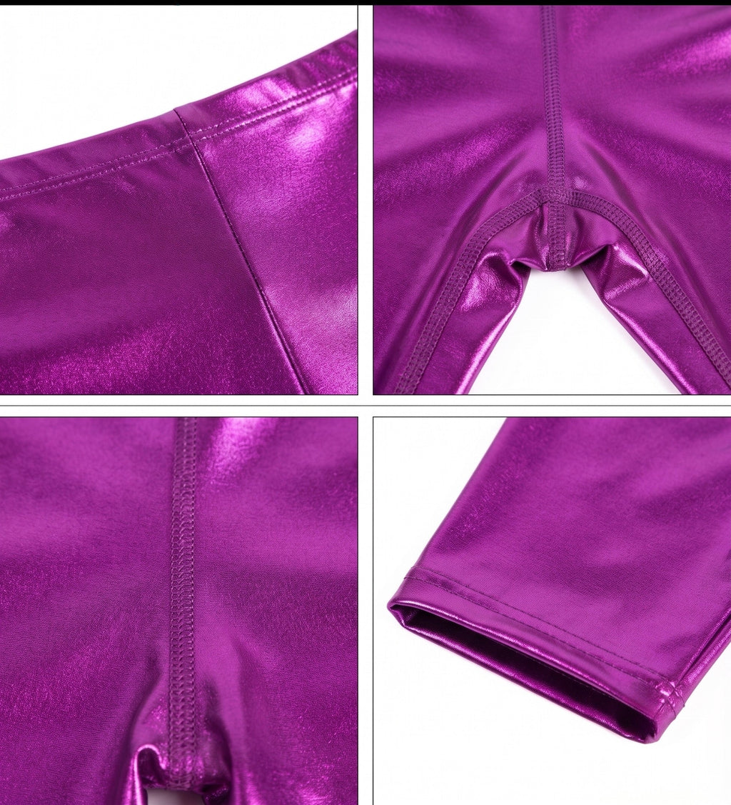 Sakkas Women's Shinny Metallic Bike Shorts Stretchy Unisex - Made in USA