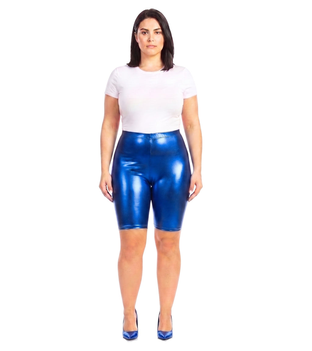 Sakkas Women's Shinny Metallic Bike Shorts Stretchy Unisex - Made in USA