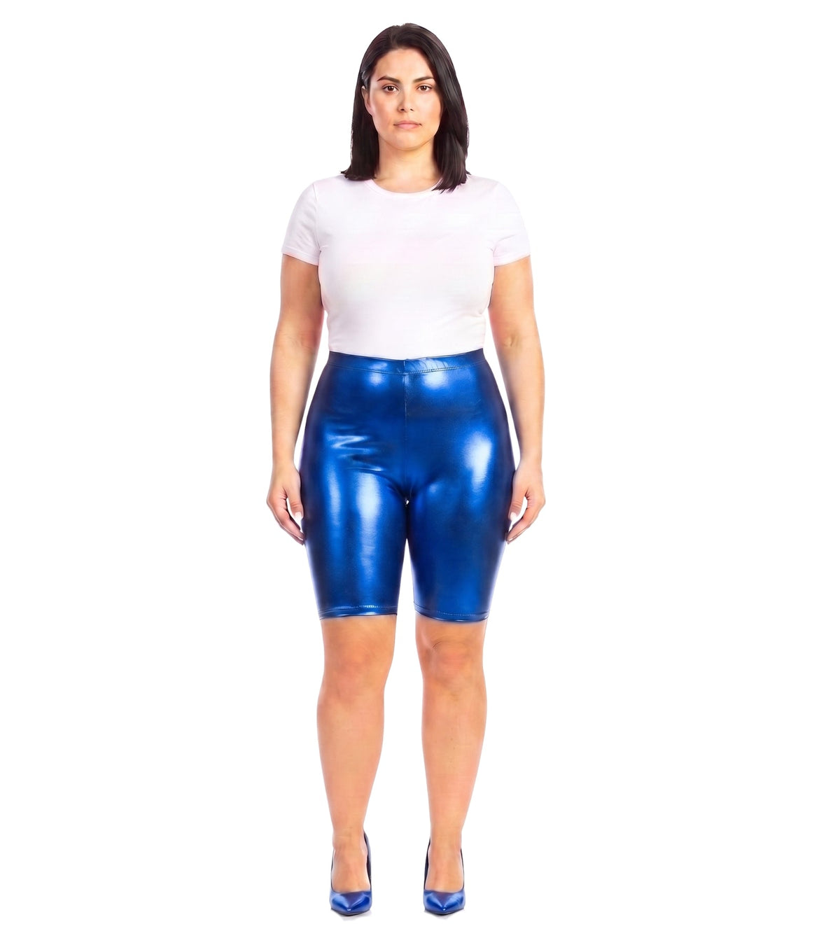 Sakkas Women's Shinny Metallic Bike Shorts Stretchy Unisex - Made in USA