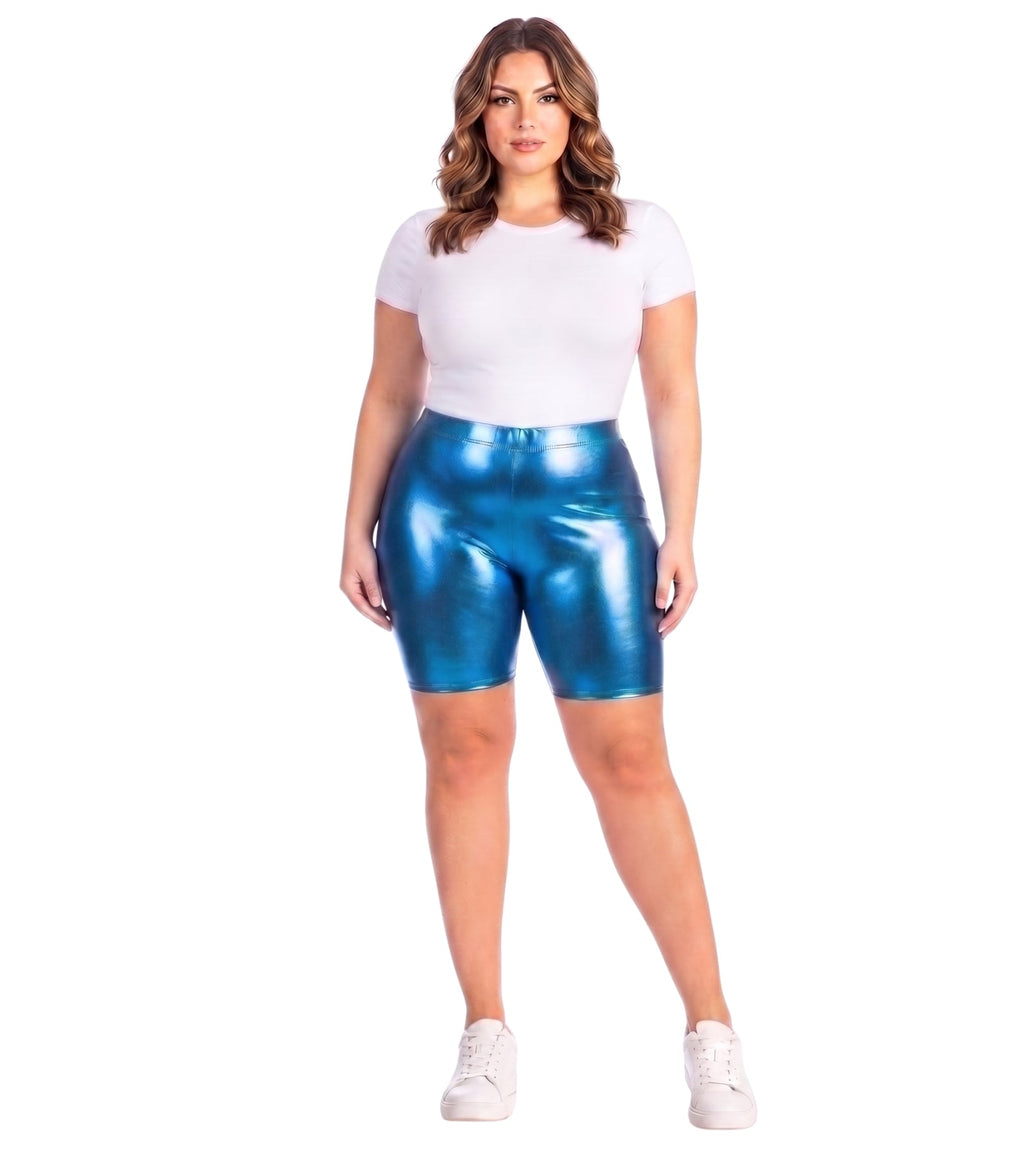 Sakkas Women's Shinny Metallic Bike Shorts Stretchy Unisex - Made in USA
