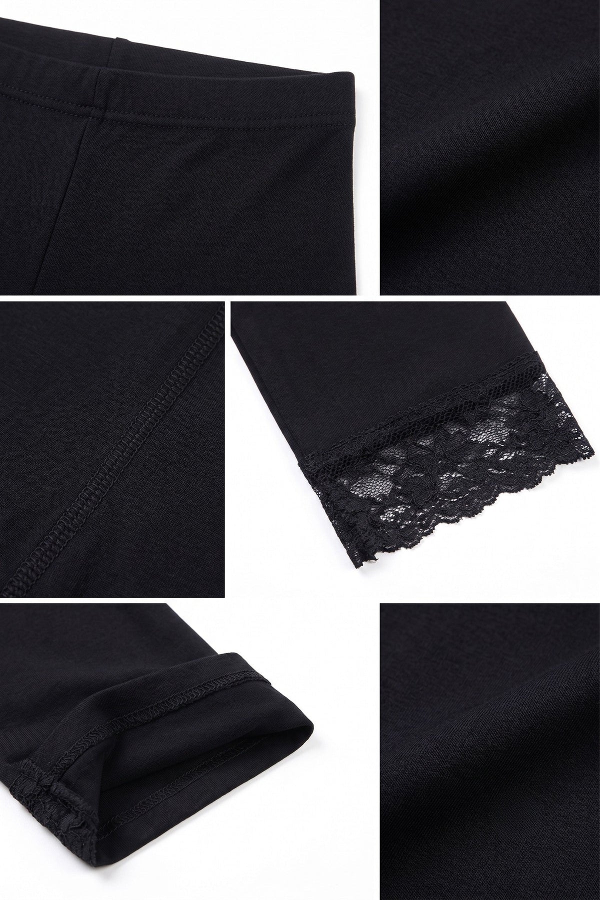 Sakkas Cotton Blend Lace Trim Stretch Capri Leggings - Made in USA