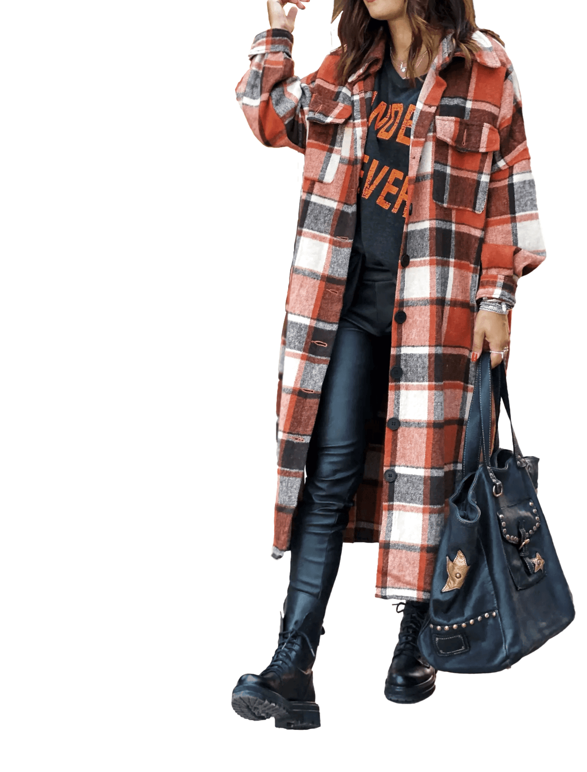 Long Plaid Flannel Shacket
