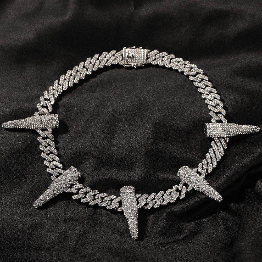 Hip-hop diamond-encrusted black panther necklace