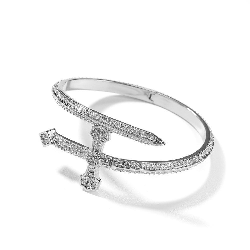 Hip-hop full-diamond justice sword bracelet inlaid with zircon
