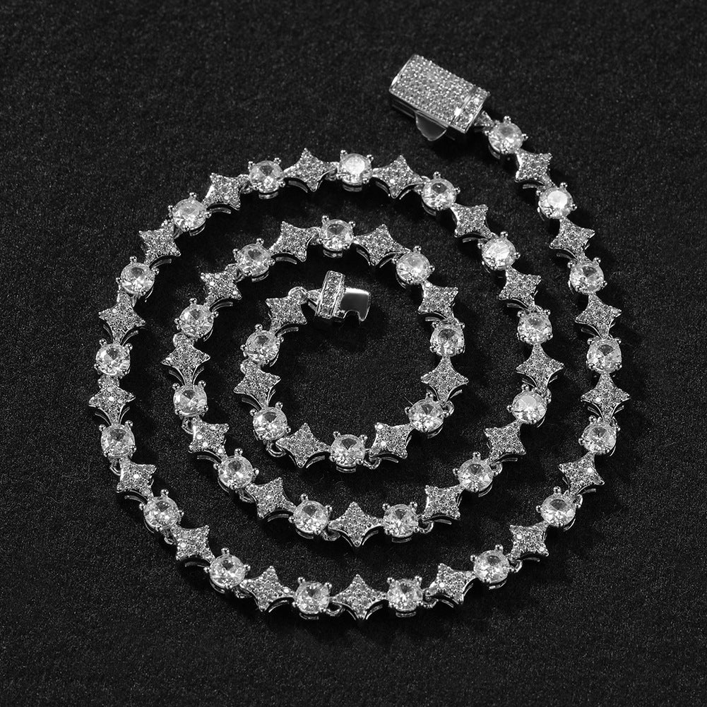 Star zircon tennis chain necklace