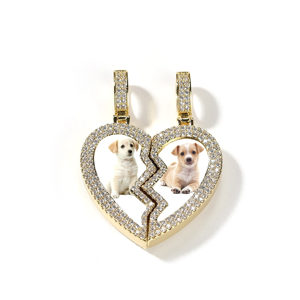 magnetic necklace for couples custom heart photo pendant
