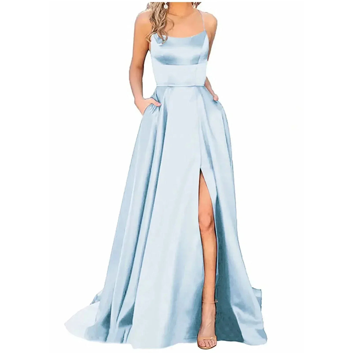 Navy Blue Bridesmaid Dress For Weddings Woman Guest 2024 Sexy Spaghetti Straps Split Prom Party Gowns Long Maid Of Dresses