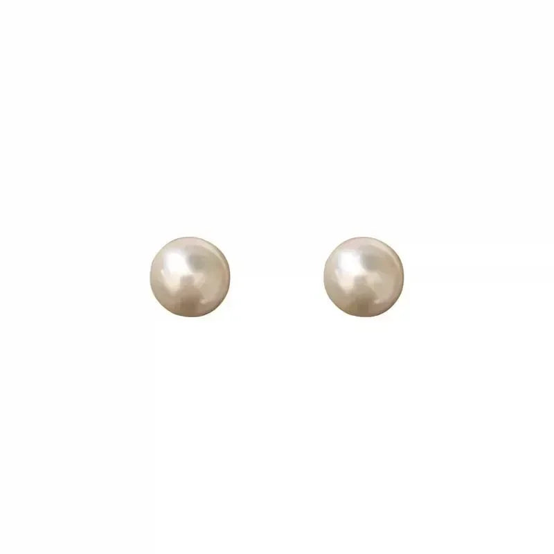 Korean Elegant White Glossy Pearl Stud Earrings For Women Exquisite Simple Imitation Pearl Round Earring Wedding Party Jewelry