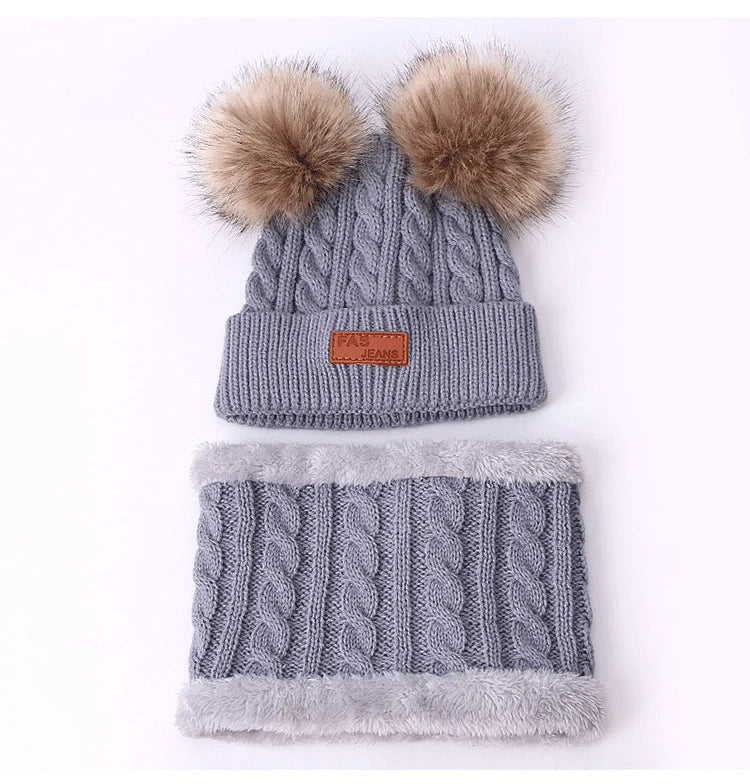 Kids’ Winter Hat, Scarf & Gloves Set – Warm Knitted Beanie & Neck Warmer for Boys & Girls (Ages 1-8)