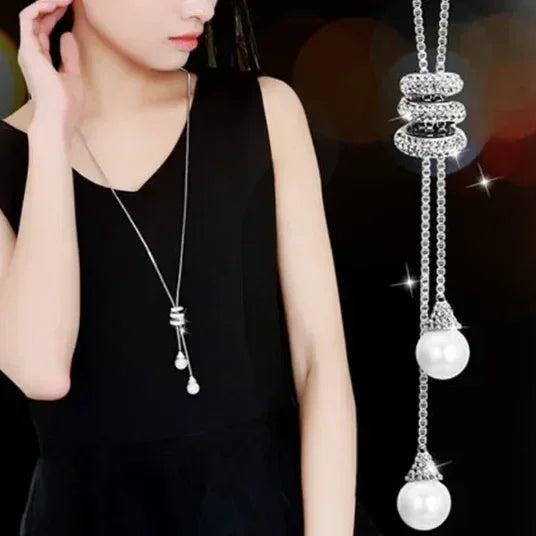 New Arrival Long Necklaces for Women 2024 Fashion Gray Crystal Choker Collier Femme Statement Necklaces & Pendants Accessories