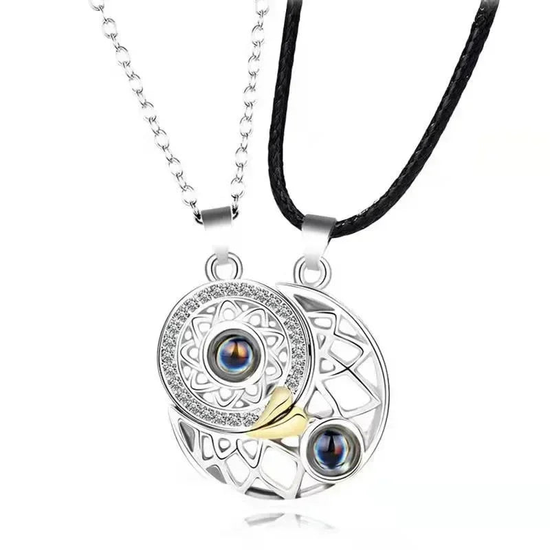 Superior Sense Sun and Moon Lovers Magnetic Men's and Women's Necklace Niche Design Alloy Chain