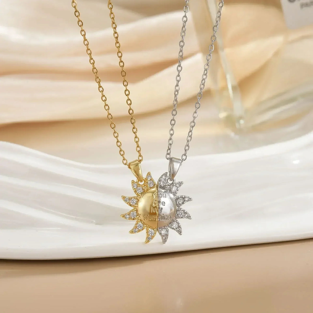 LATS New Stainless Steel Magnetic Sun Moon Couple Necklace Fashion Chain for Men and Women Good Friend Gifts Trend Jewelry