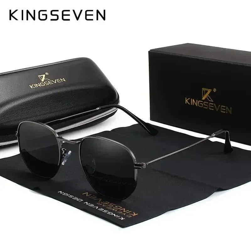 KINGSEVEN Fashion Women Polygon Sunglasses Men Polarized UV400 Sunscreen Round Thin Frame Glassses Luxury Causal Driving Eyewear