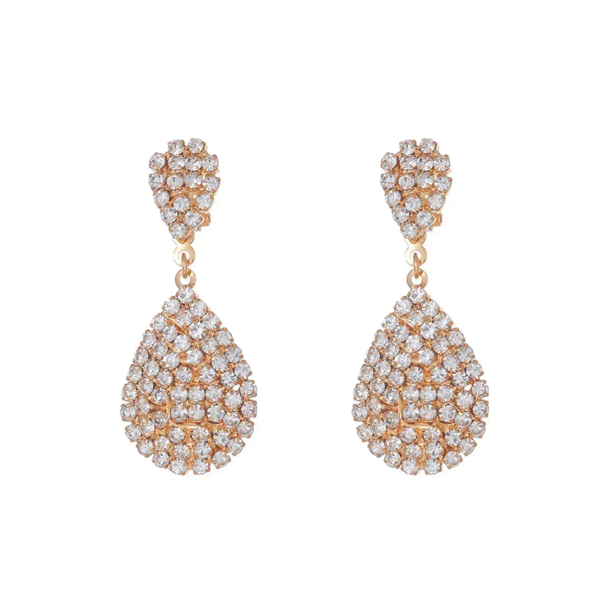 Water Drop Clip On Earring Cubic Zirconia Crystal Dangle Earrings Statement Earrings no pierced for Women Wedding Bridal jewelry