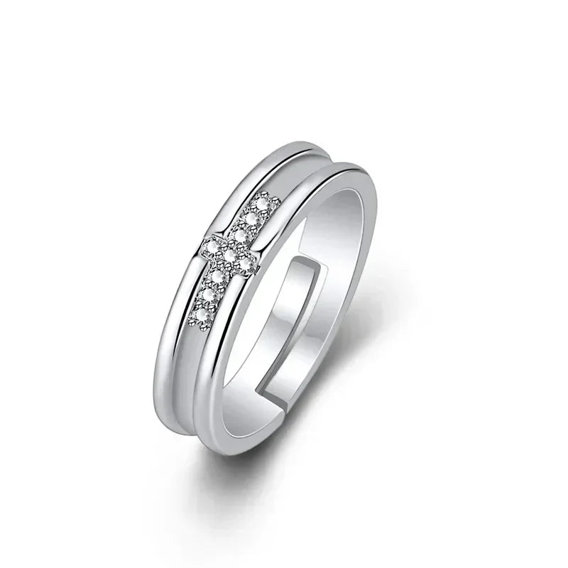 Hot 925 Sterling Silver Ring AAA Zircon Adjustable Simplicity Fashion Exquisite Women Jewelry Accessories Wedding Party Gift