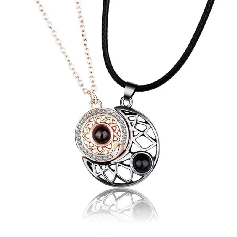 Superior Sense Sun and Moon Lovers Magnetic Men's and Women's Necklace Niche Design Alloy Chain