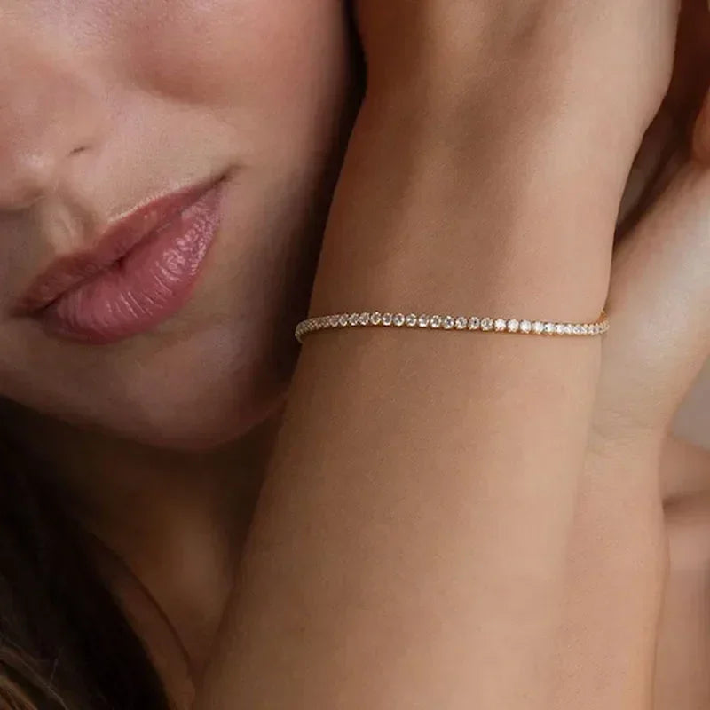 New S925 Sterling Silver Hip Hop Full CZ Choker Chain Necklace For Women Luxury Cubic AAA Zircon Short Accessories Fine Jewelry
