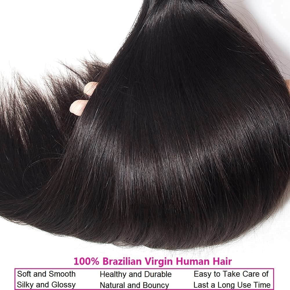 Straight Virgin Brazilian Hair Bundles Silky Smooth & Soft Natural Color 10-30 Inch - Stariahair