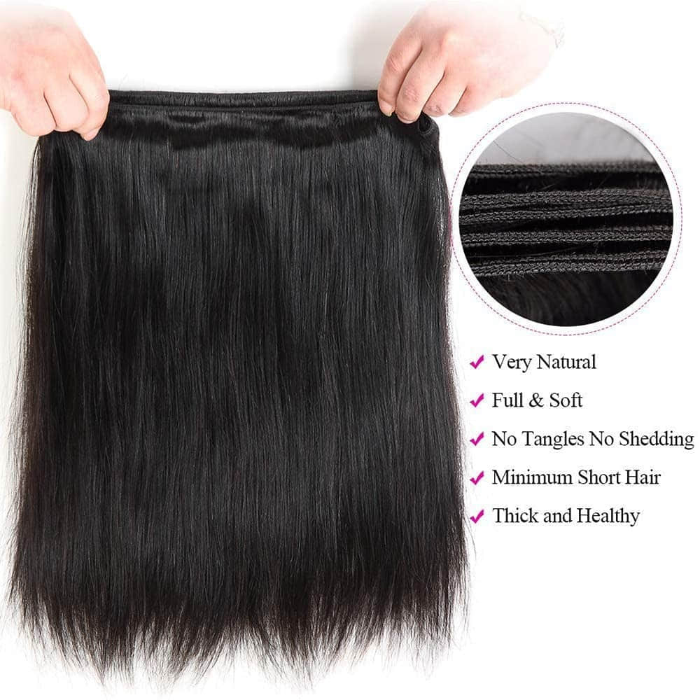 Straight Virgin Brazilian Hair Bundles Silky Smooth & Soft Natural Color 10-30 Inch - Stariahair
